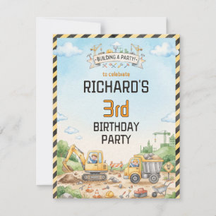 Convite Festa de Aniversário Infantil Tema Construção Engr