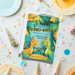 Convite Festa de Aniversário Infantil Tema Dinossauros Din