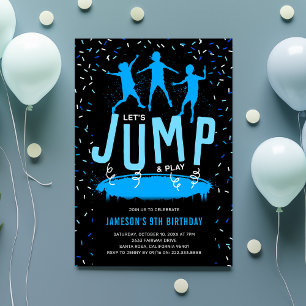 Convite Festa de Aniversário Infantil Trampoline Kids Azul