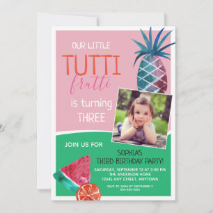 Convite Festa de Aniversário Infantil Tutti Frutti