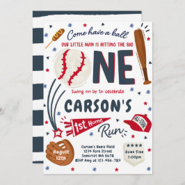 Convite Festa de aniversário inicial da rua Baseball 1