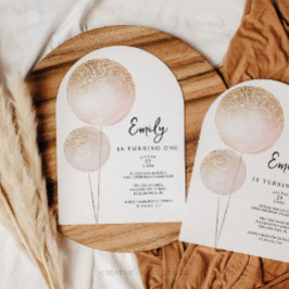 Convite Festa de aniversário inicial de balões brilhantes 