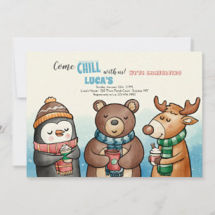 Convite Festa de aniversário Inverno de Amigos Animais