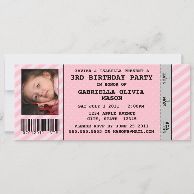 Convite Festa de aniversário Inviation do estilo do (Frente)