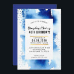 Convite FESTA DE ANIVERSÁRIO INVITE aquarela moderna azul<br><div class="desc">por kat massard >> kat@simplysweetPAPERIE.com <<< Um design de convite super simples, mas na moda para seu ANIVERSÁRIO. Uau, seus amigos e família com este pequeno número;D Configuração como modelo é simples você adicionar seus próprios detalhes, ou clicar no botão personalizar e você pode adicionar ou alterar texto, fontes, tamanhos...</div>