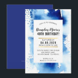 Convite FESTA DE ANIVERSÁRIO INVITE aquarela moderna azul<br><div class="desc">por kat massard >> kat@simplysweetPAPERIE.com <<< Um design de convite super simples, mas na moda para seu ANIVERSÁRIO. Uau, seus amigos e família com este pequeno número;D Configuração como modelo é simples você adicionar seus próprios detalhes, ou clicar no botão personalizar e você pode adicionar ou alterar texto, fontes, tamanhos...</div>