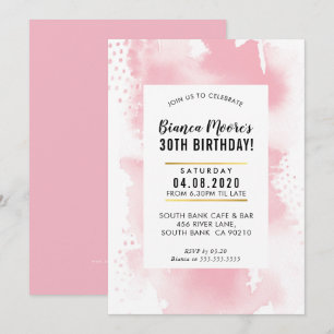 Convite FESTA DE ANIVERSÁRIO INVITE aquarela moderna rosa 