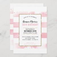 FESTA DE ANIVERSÁRIO INVITE listra dourada cor-de-