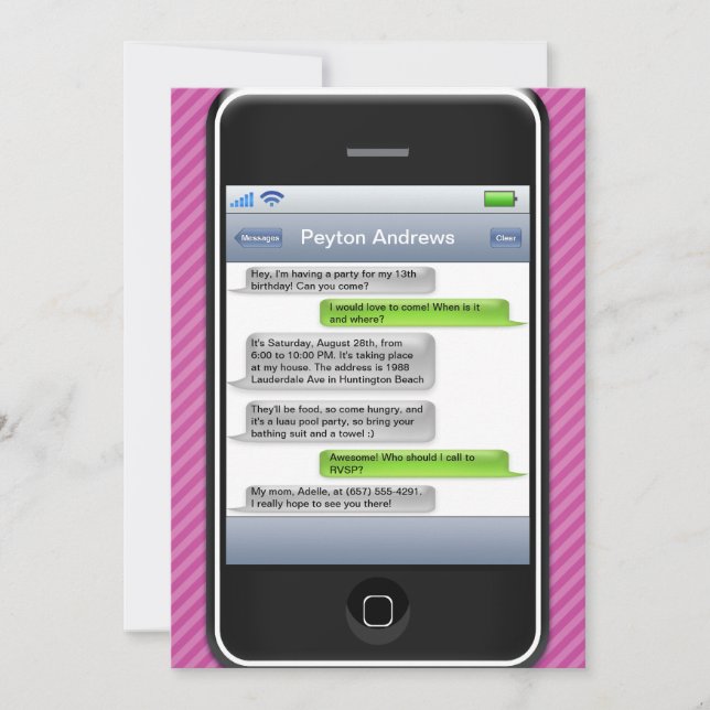 Convite Festa de aniversário iParty telefone esperto (Frente)