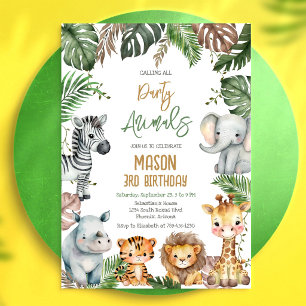 Convite Festa de Aniversário Jungle Safari para Animais de