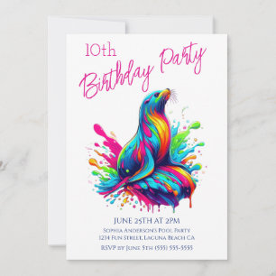 Convite Festa de aniversário - Lâmina Colorida do Leão do 