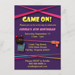 Convite Festa de aniversário Laser da Menina