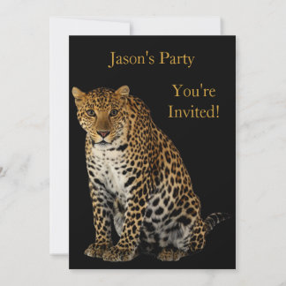 Convite Festa de Aniversário Leopardo em Preto