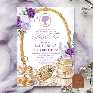 Convite Festa de aniversário Lilac Purple Regency High Tea