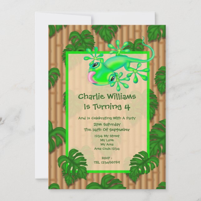 Convite Festa de aniversário Lizard (Frente)