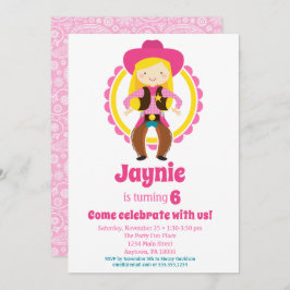 Convite Festa de aniversário Loura Cowgirl