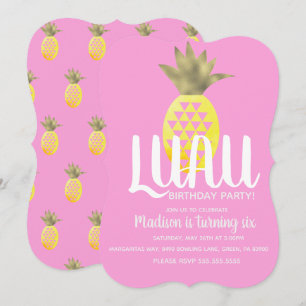 Convite Festa de Aniversário LUAU Abacaxi Qualquer Idade F