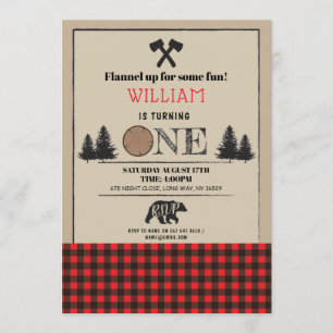 Convite Festa de aniversário Lumberjack ONE First 1 rua Re
