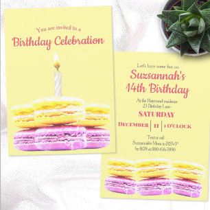 Convite Festa de Aniversário Macaron Cookie Personalizado