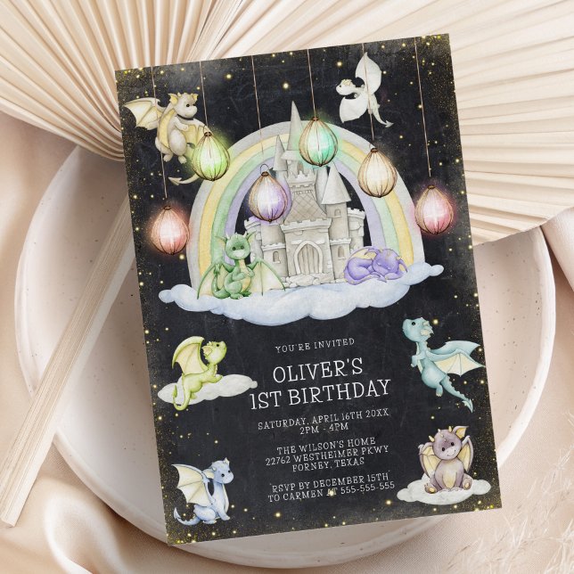 Convite Festa de aniversário Mágica do Dragão (Criador carregado)