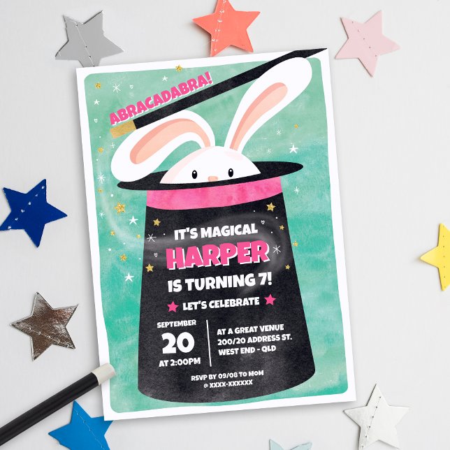 Convite Festa de aniversário Mágica Rosa (Criador carregado)