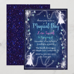Convite Festa de aniversário Magro Azul Fada Estrelada Noi