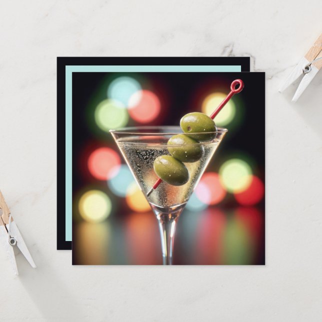 Convite Festa de aniversário Martini Glass (Frente/Verso In Situ)