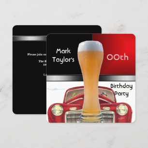 Convite Festa De Aniversário Masculina Vermelha Cerveja Ca