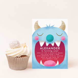 Convite Festa de aniversário Mash do Monster Azul