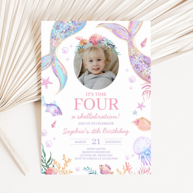 Convite Festa de aniversário Mermaid Tail Sea (Mermaid Tail Birthday Party Invitation)