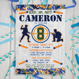 Convite Festa de Aniversário Militar Dart Dart Camuflado S