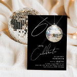 Convite Festa de aniversário mínima de 60ª Bola Disco<br><div class="desc">Celebrar o marco de virar 60 com nosso Convite de aniversário chic e minimalista 60º! Este convite define o palco para uma celebração memorável, com os números '60' com uma reviravolta única - o '0' é uma bola de disco cintilante, brilhando no nosso fundo negro de tendências. O modelo moderno...</div>