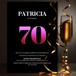 Convite Festa de aniversário Mínima Preta e Rosa