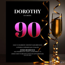 Convite Festa de aniversário Mínima Preta e Rosa