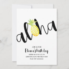 Convite Festa de Aniversário Minimalista Aloha Havaí Luau