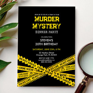 Convite Festa de Aniversário Mistério de Assassinato com f