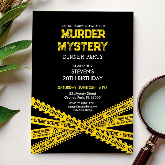 Convite Festa de Aniversário Mistério de Assassinato com f (Criador carregado)
