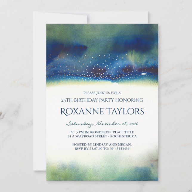 Convite Festa de aniversário moderna da aguarela da (Frente)