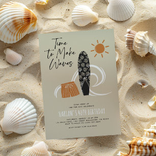 Convite Festa de Aniversário Moderna de Praia para Adultos