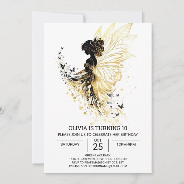 Convite Festa de aniversário moderna Fairycore (Frente)