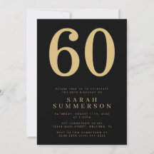 Festa de Aniversário Moderno Sexagésimo Preto Ouro