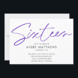 Convite Festa de aniversário Moderno Sweet 16 de Script Ro<br><div class="desc">Convite de aniversário Blush Pink Script Modern Sweet 16 - Tipografia de script rosa-rosa moderna,  robusta,  robusta,  com todos os detalhes importantes da celebração. A foto da aniversariante está na parte de trás do convite. Tão chique.</div>