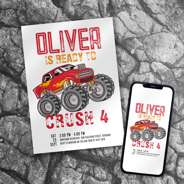 Convite Festa de aniversário Monster Truck (Criador carregado)