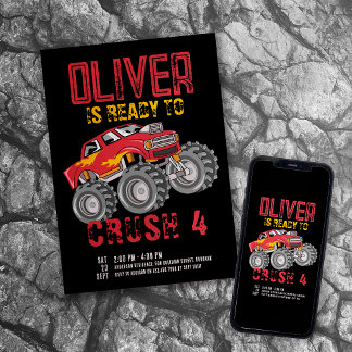 Convite Festa de aniversário Monster Truck