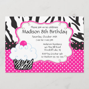 Convite Festa de aniversário na moda do rosa quente & do