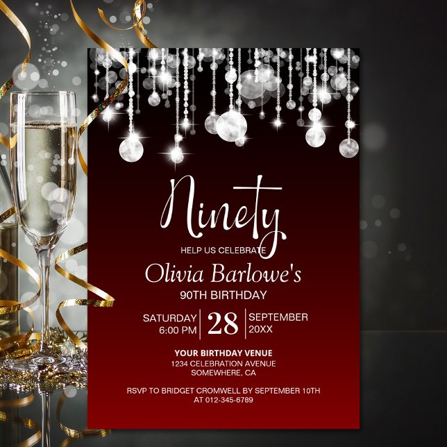 Convite Festa de aniversário na moda Red 90 (Criador carregado)