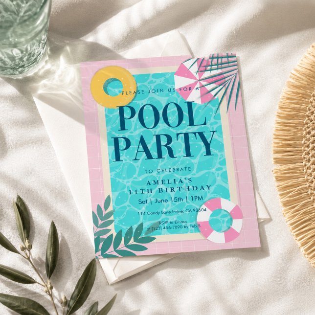 Convite Festa de Aniversário na Piscina (Criador carregado)