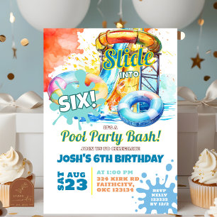 Convite Festa de Aniversário na Piscina com Pista de Água