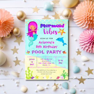 Convite Festa de Aniversário na Piscina com Vibrações de S