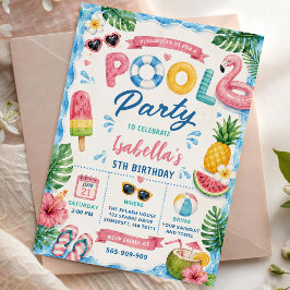 Convite Festa de Aniversário na Piscina de Verão